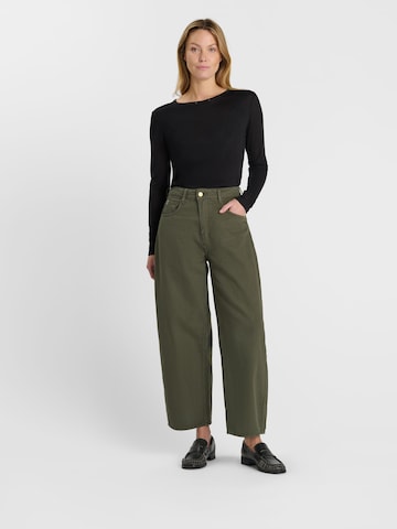 Le Temps Des Cerises Wide leg Jeans in Groen