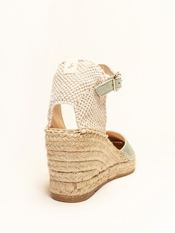 Alhamas Strap sandal 'Alpargata Cuña 7 cm' in Green