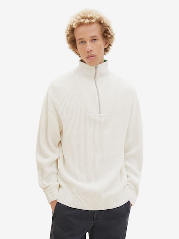 TOM TAILOR DENIM Sweater in White: front