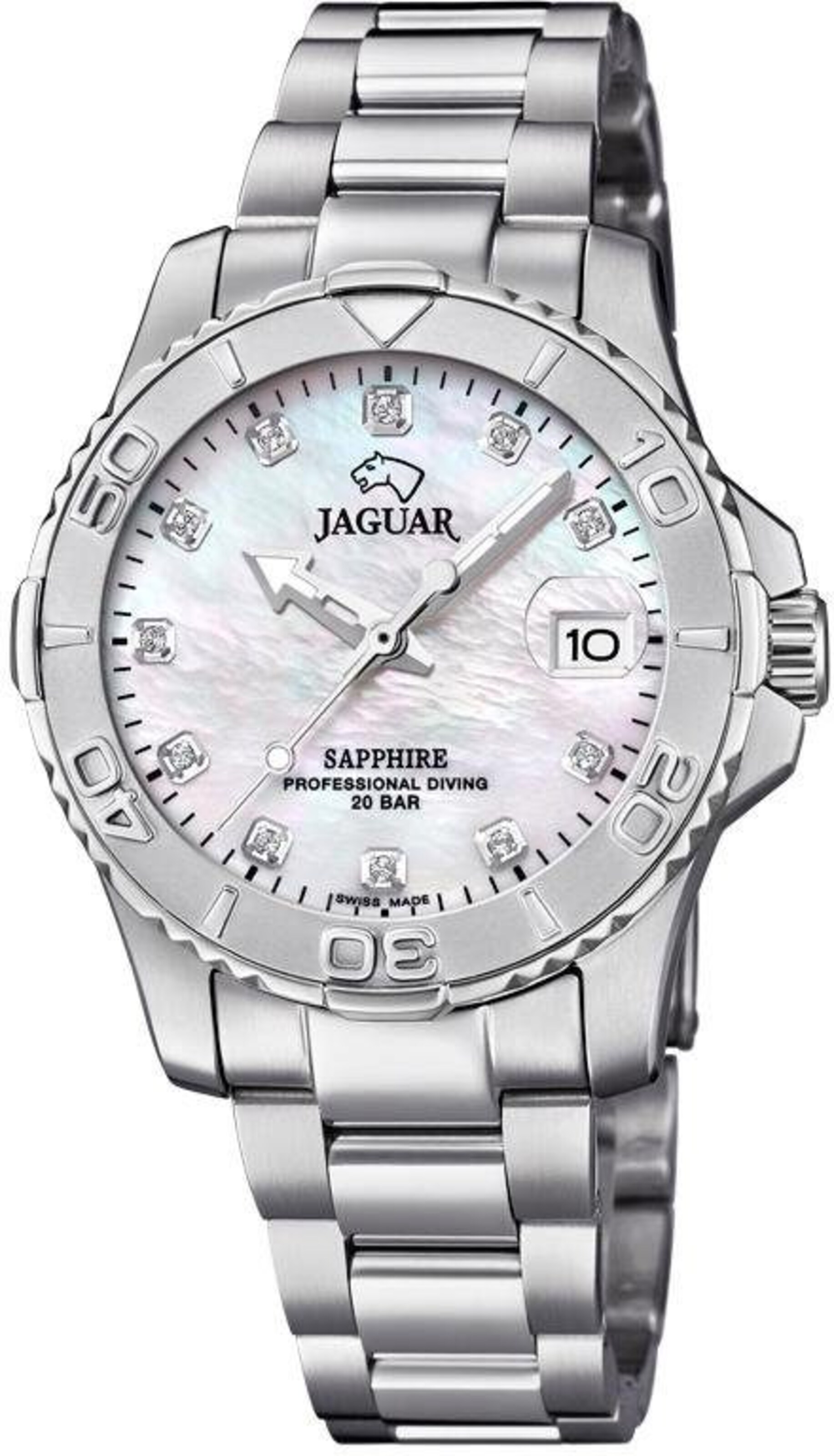 Jaguar Analog Watch in Silver: front