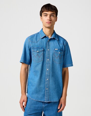 WRANGLER Regular Fit Hemd in Blau: Vorderseite