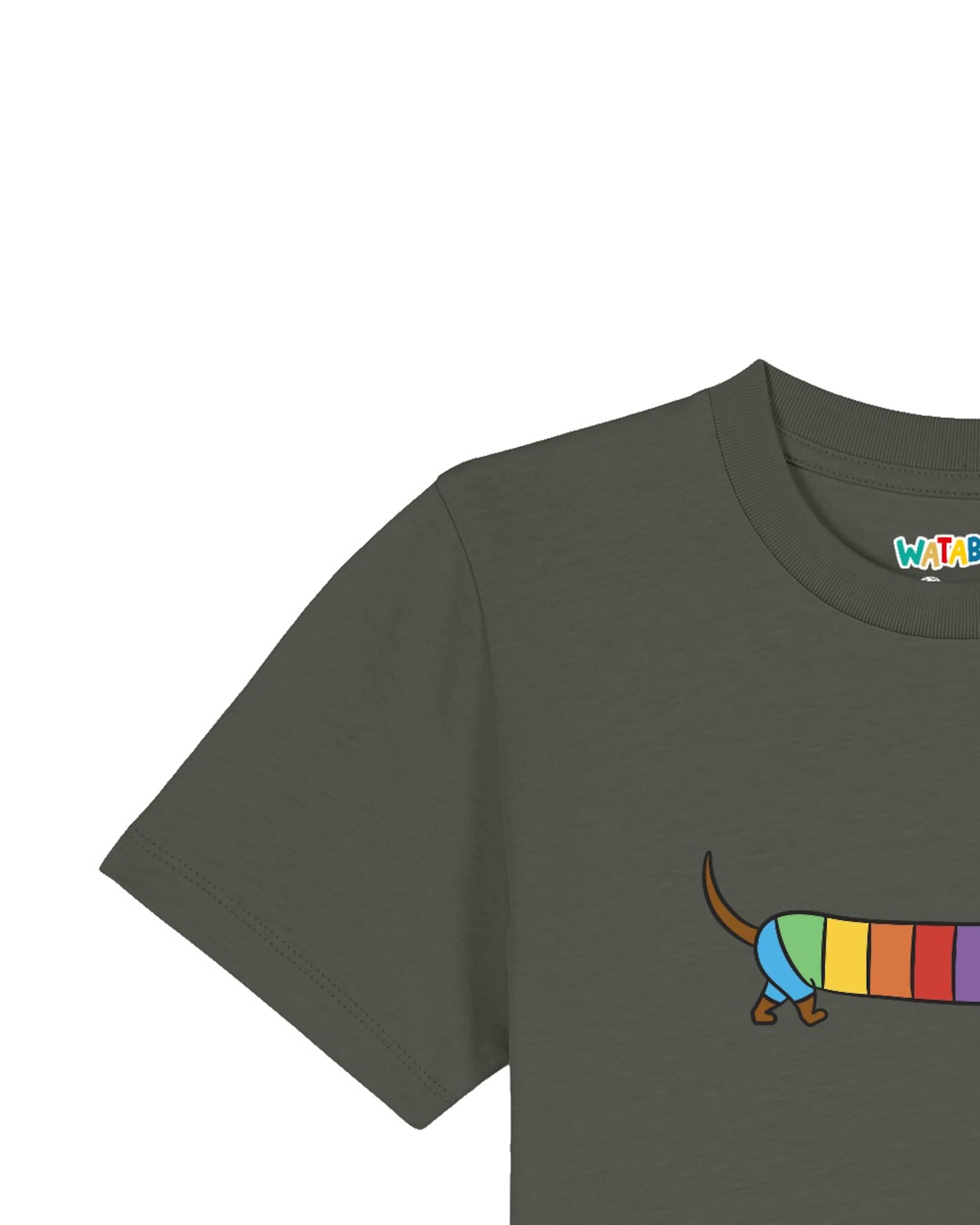 watabout.kids T-Shirt 'Regenbogen Dackel' in Grün