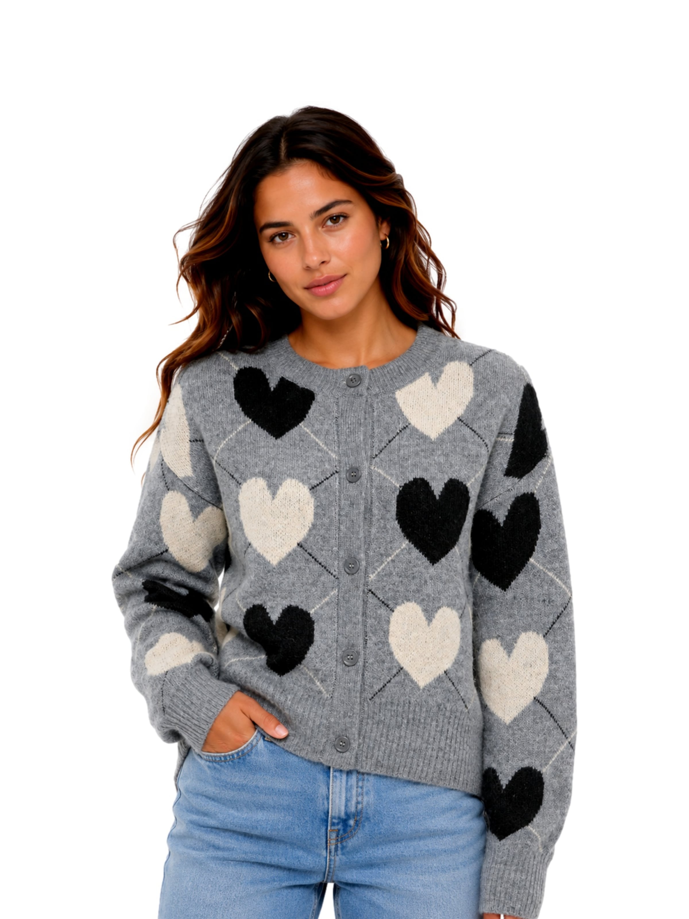 Cardigan 'Ritu' ONLY en gris : devant
