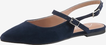 Aniston Ballet Flats with Strap in Blue: front