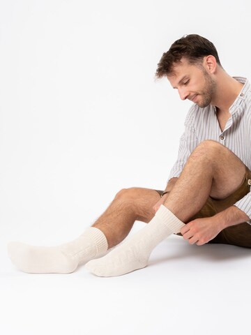 HerzSticht Traditional socks 'Enzian' in Beige