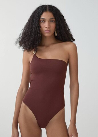 MANGO Swimsuit in Brown: front