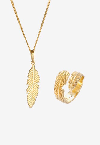 ELLI Schmuckset Feder in Gold