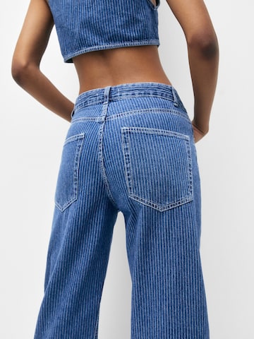 Wide leg Jeans de la Pull&Bear pe albastru