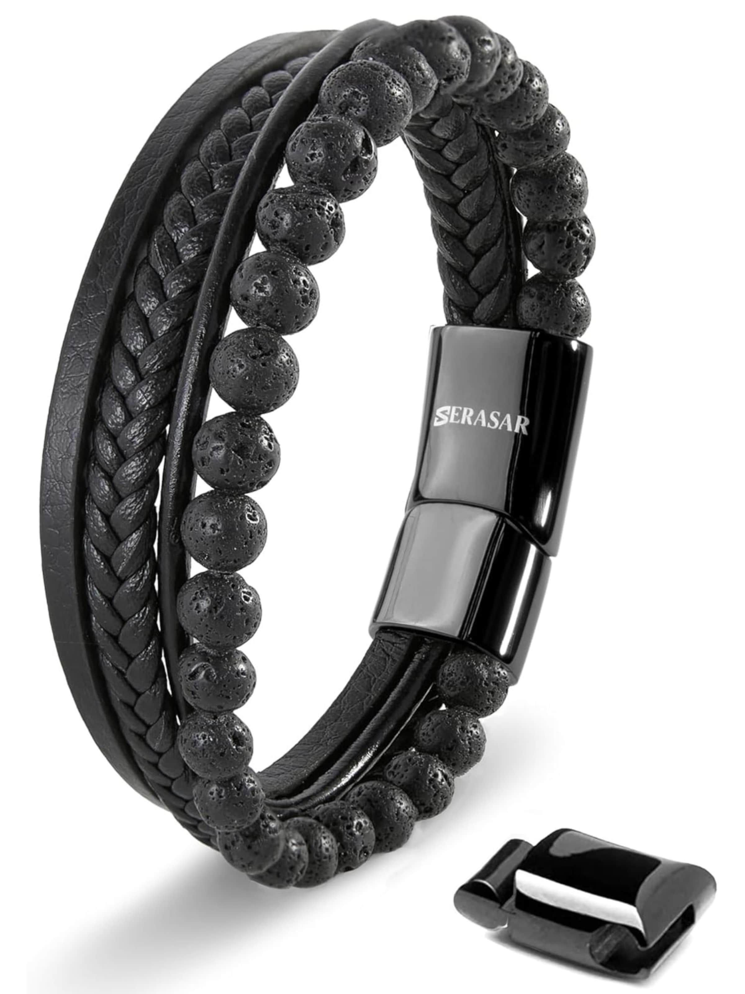 Bracelet 'Stone' SERASAR en noir : devant