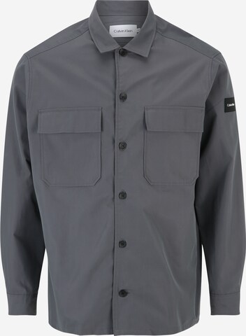 Calvin Klein Big & Tall Regular fit Button Up Shirt in Grey: front