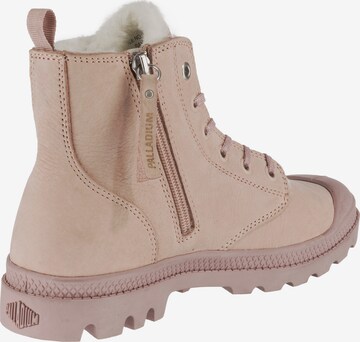 Palladium Lace-Up Ankle Boots 'Pampa Hi Zip WL' in Pink