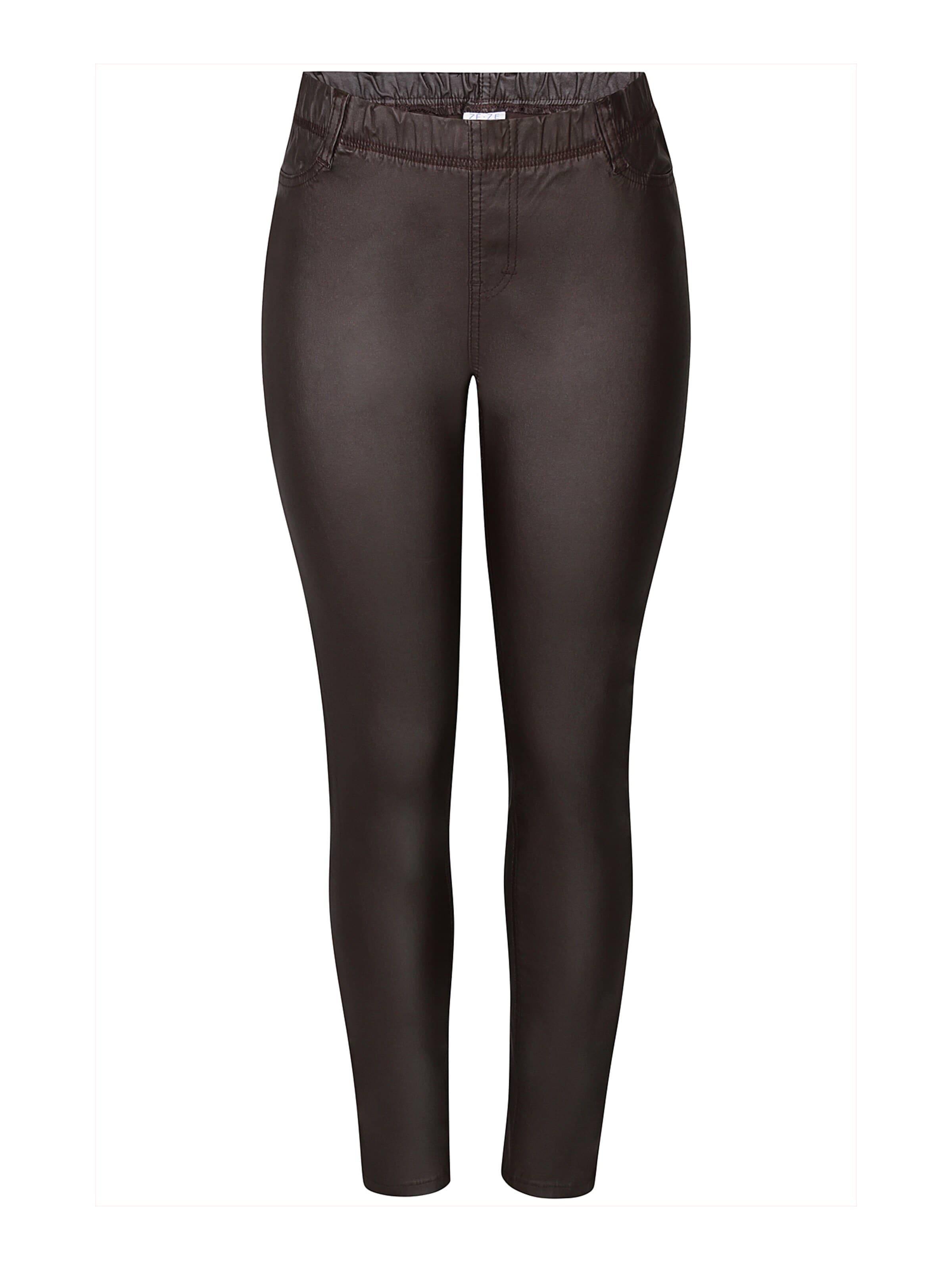 ze-ze Slimfit Jeggings 'Dixie 208' in Bruin: voorkant