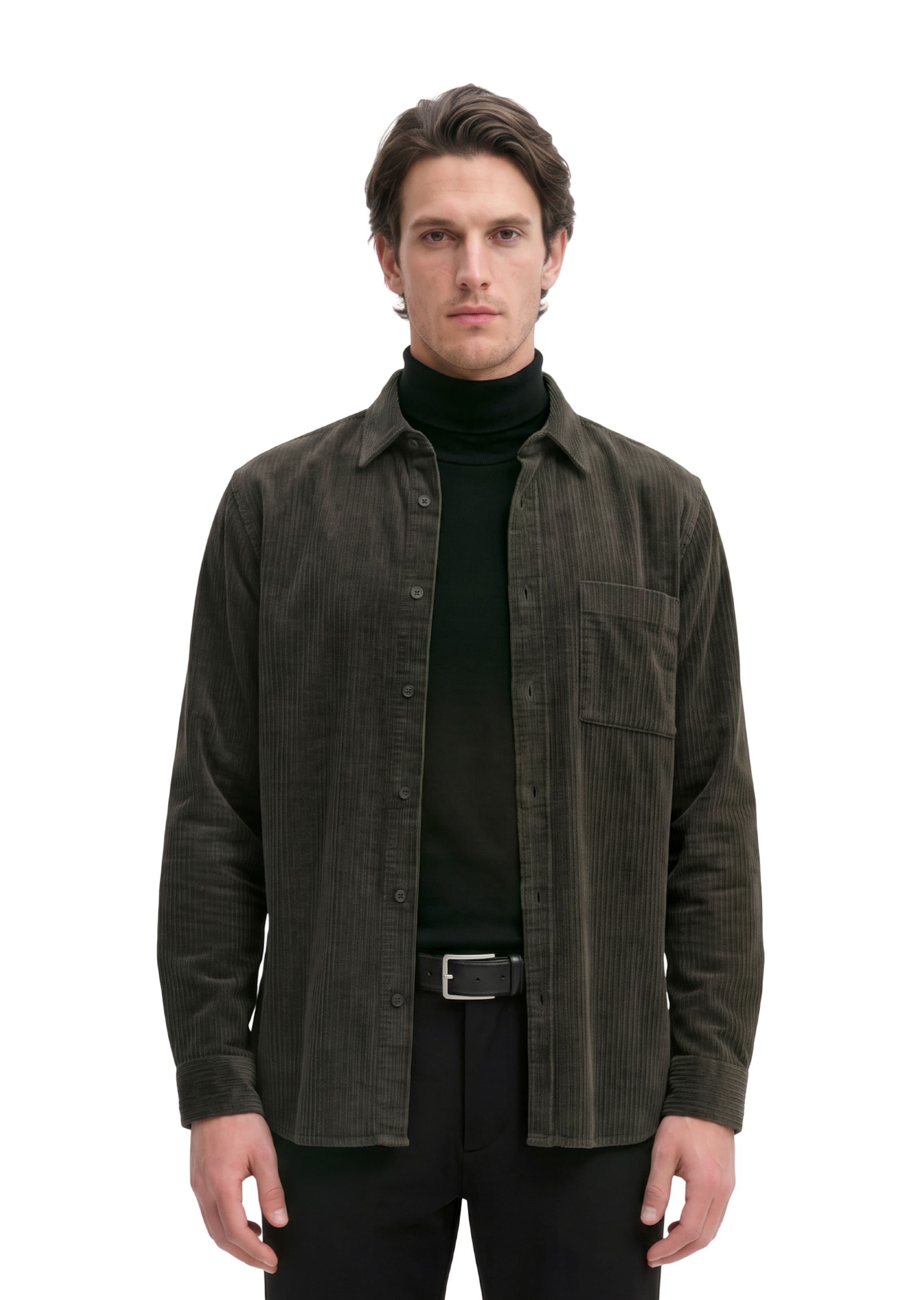 Marc O'Polo Regular Fit Hemd in Schwarz: Vorderseite