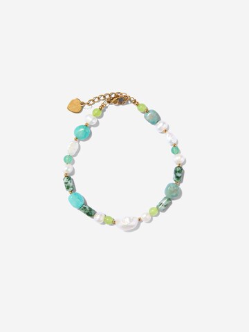 ØYRE Opaska 'Green Stone and Pearl Beaded' w kolorze zielony: przód