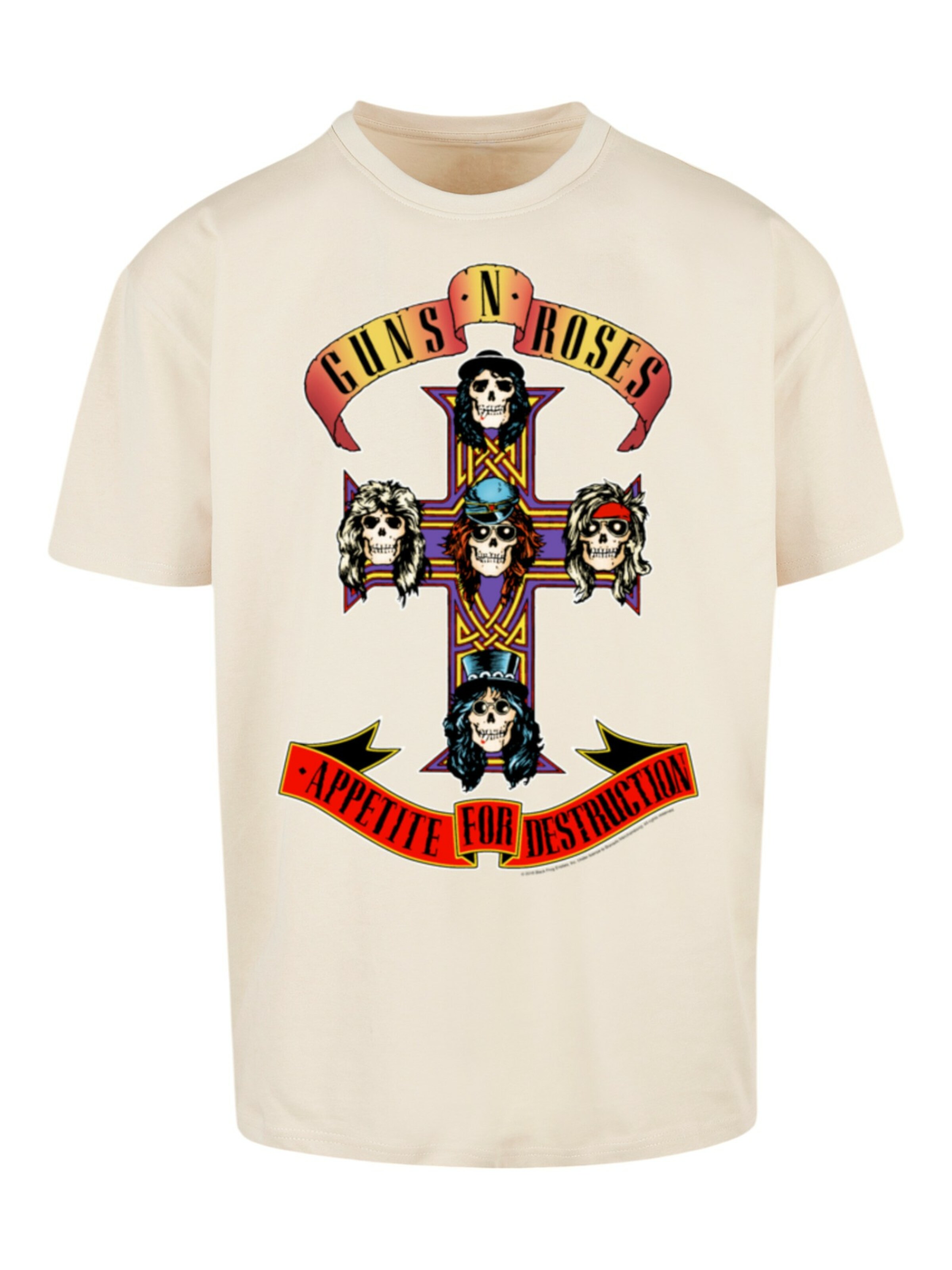 T-Shirt 'Guns 'n' Roses Appetite For Destruction' F4NT4STIC en beige : devant