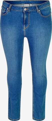 Rock Your Curves by Angelina K. Skinny Jeans in Blauw: voorkant