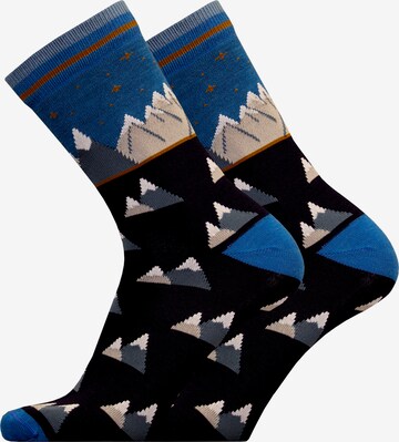 UphillSport Socks 'MOUNTAINS' in Blue: front