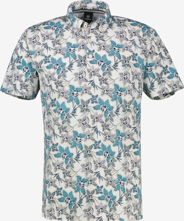 LERROS Sommerliches Poloshirt mit angesagtem, floralem Printmuster in Weiß: Vorderseite