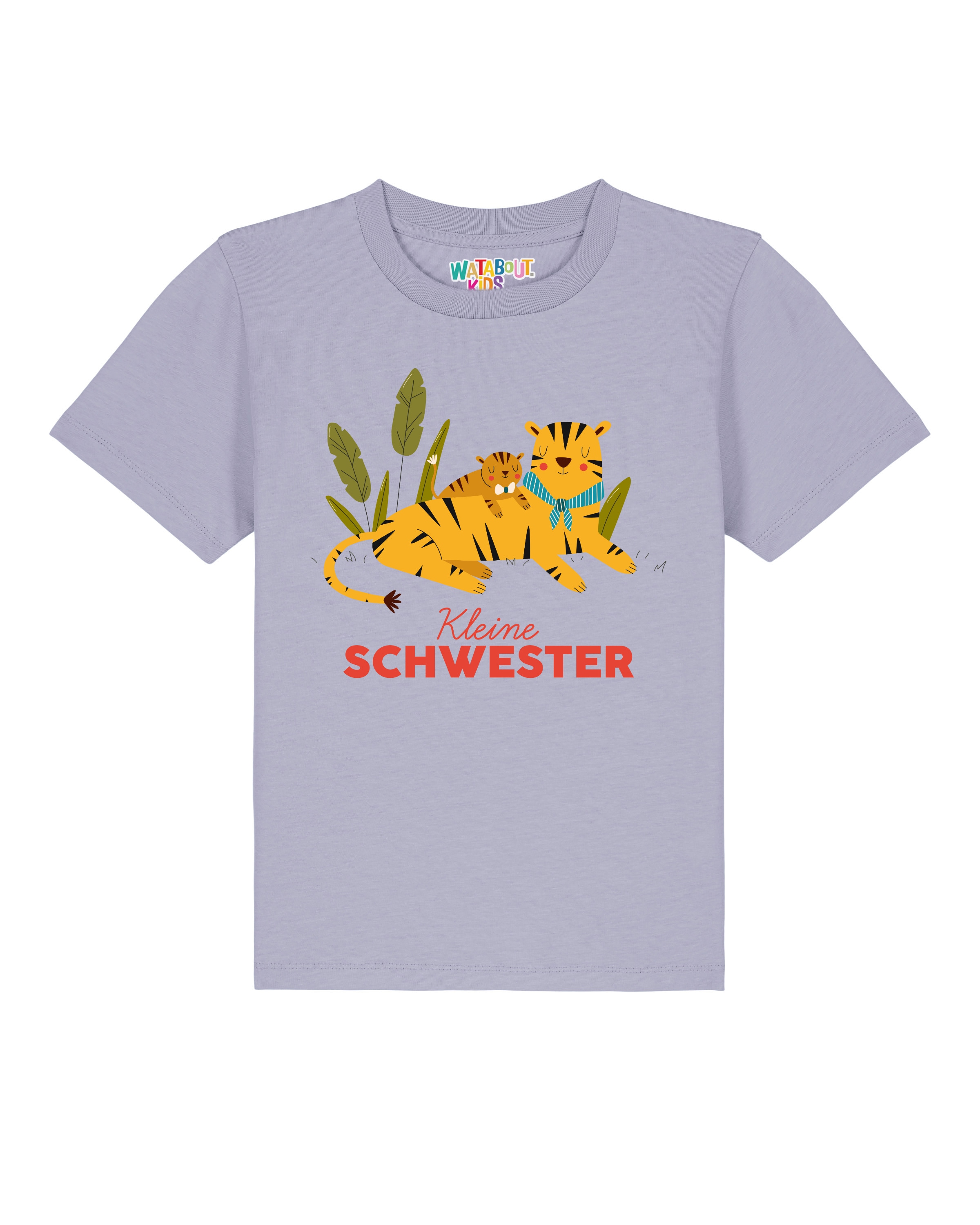 T-Shirt 'Tiger Kleine Schwester' watabout.kids en violet : devant
