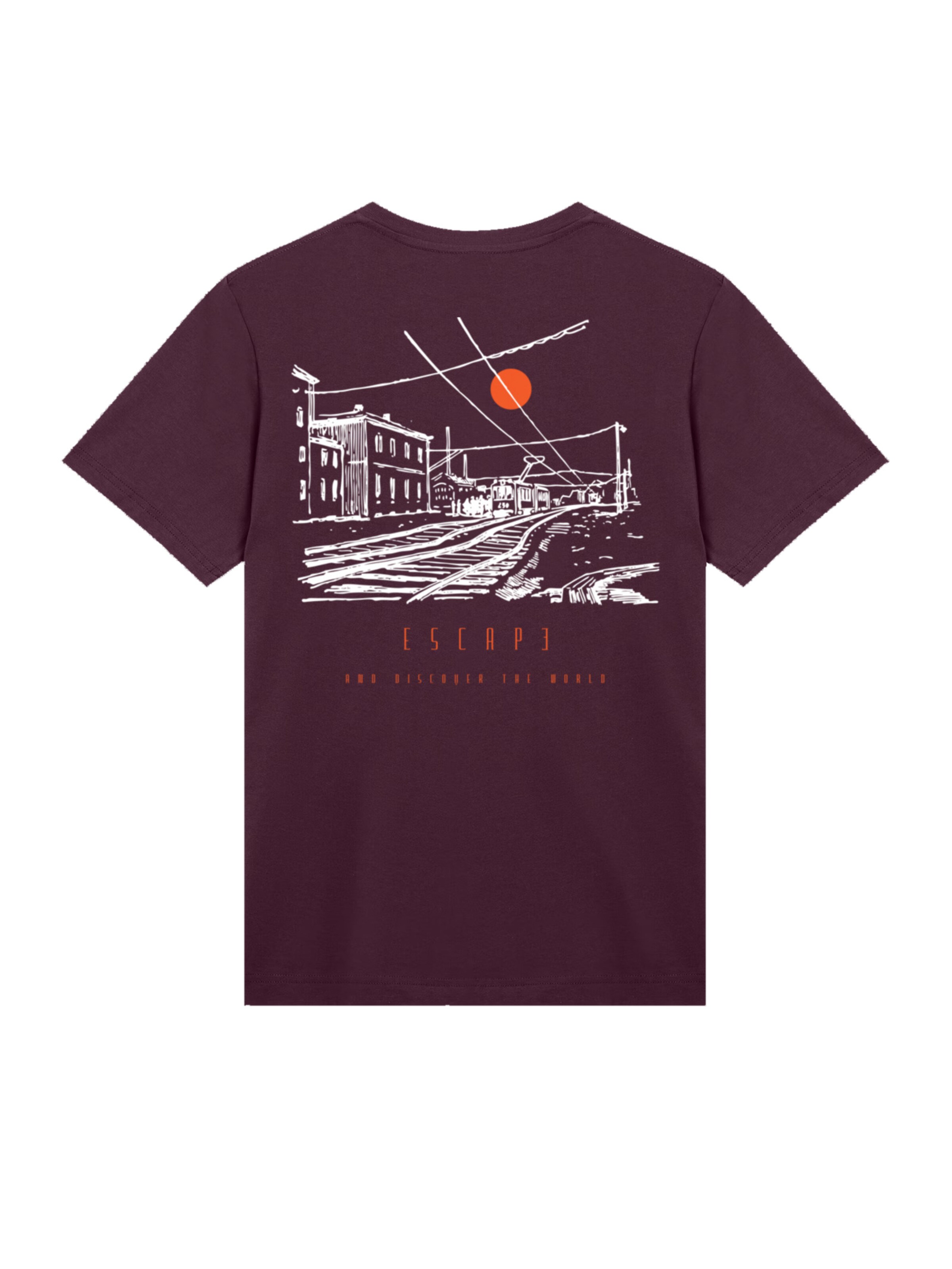 F4NT4STIC T-Shirt 'Escape Discover The World Town Train Station' in Braun