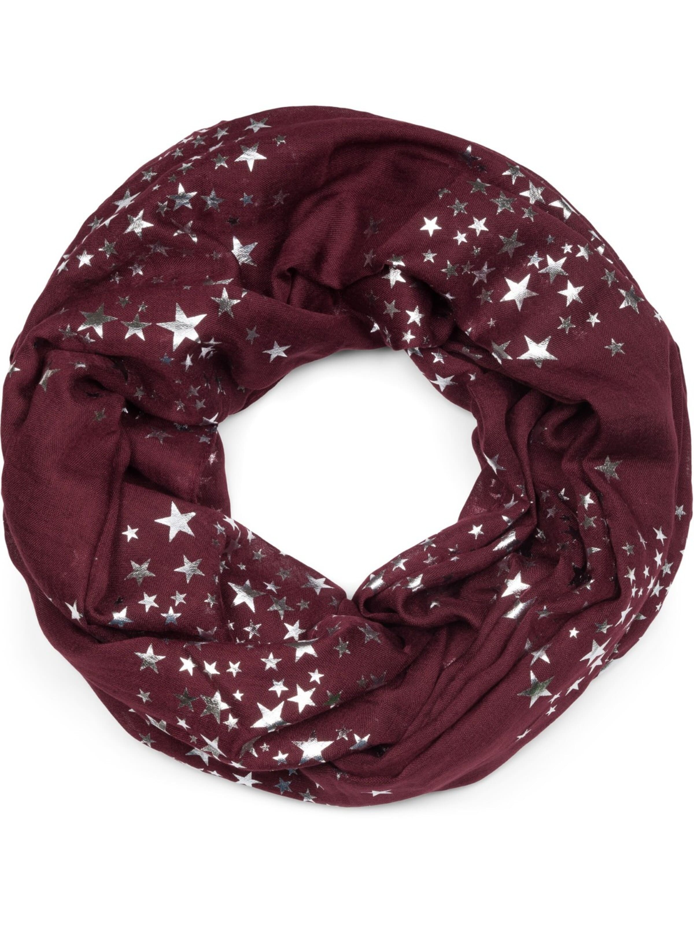 styleBREAKER Loop scarf 'Loop Schal mit Metallic Sterne Print' in Red: front