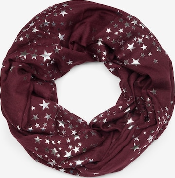 styleBREAKER Loop scarf 'Loop Schal mit Metallic Sterne Print' in Red: front