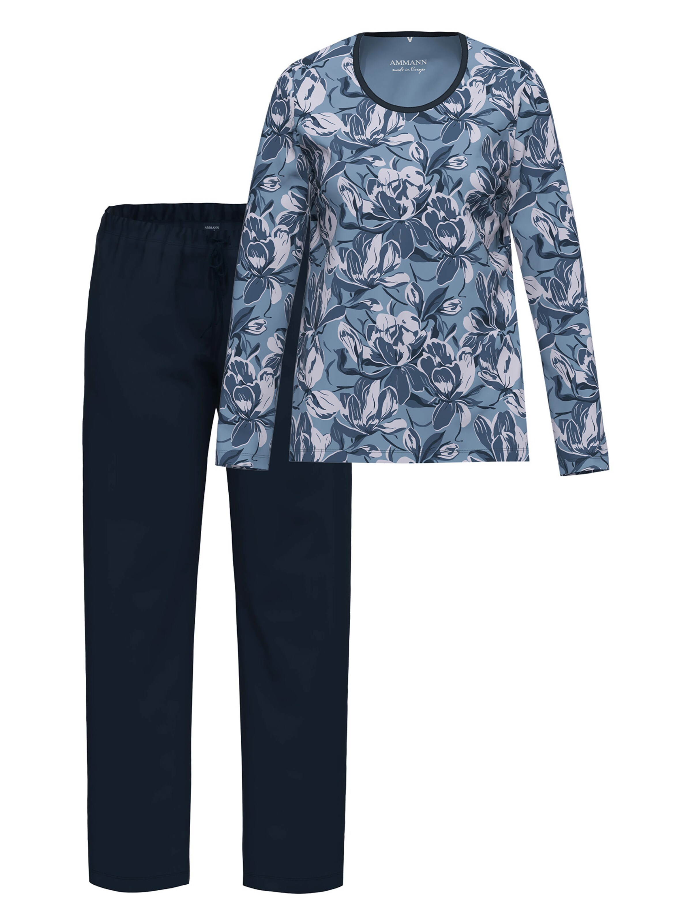 Ammann Pajama 'Night & Home' in Blue: front