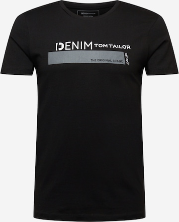 melns TOM TAILOR DENIM T-Krekls: no priekšpuses