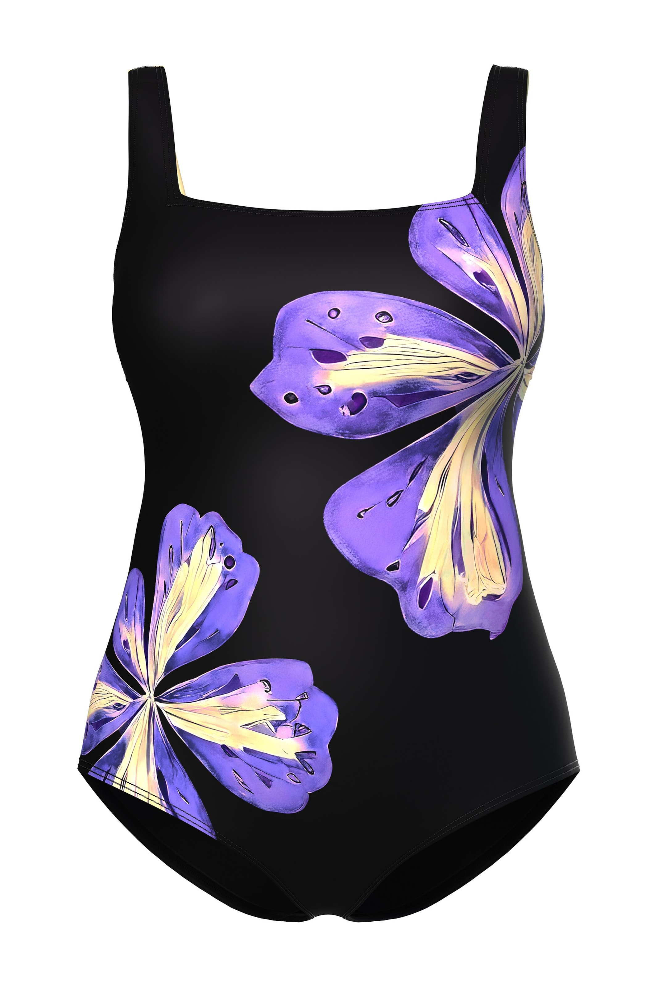 Ulla Popken Bustier Badeanzug in Schwarz: Vorderseite