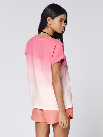 CHIEMSEE T-Shirt ' im Dip-Dye-Look mit Stickerei ' in Pink
