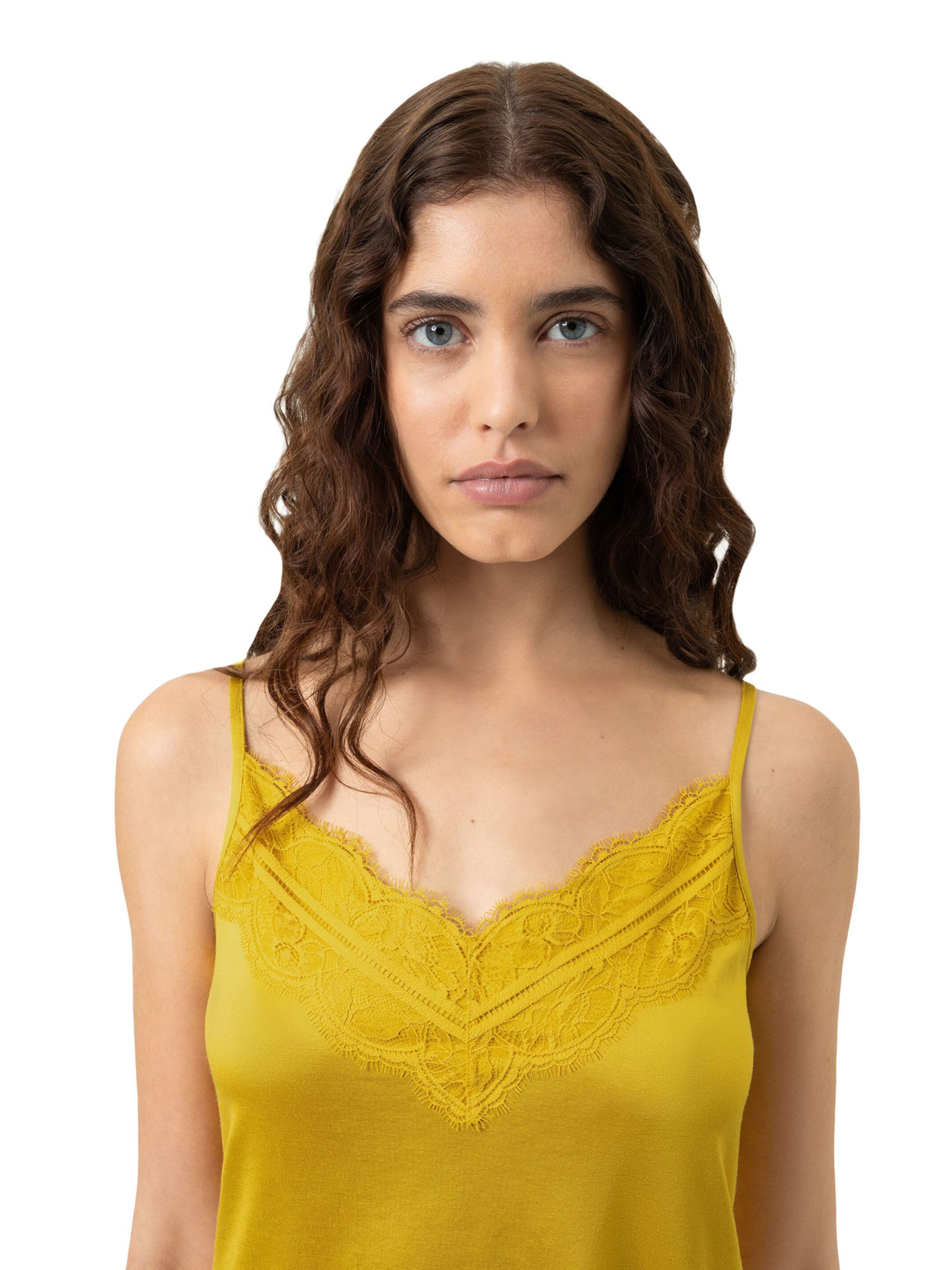 Mey Pajama shirt 'Shine Lace' in Yellow