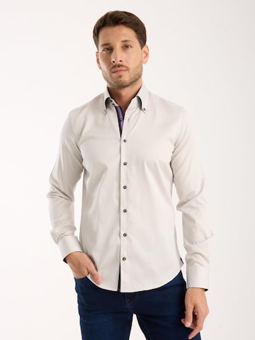 Slim fit Camicia business 'Roma Iconic Satin Man Shirt' di 7Camicie in grigio: frontale