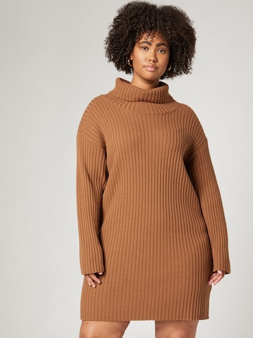 A LOT LESS Knitted dress 'Isa' in Brown: front