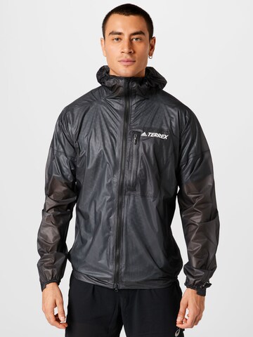 ADIDAS TERREX Sportjas 'Agravic 2.5-Layer Rain' in Zwart: voorkant