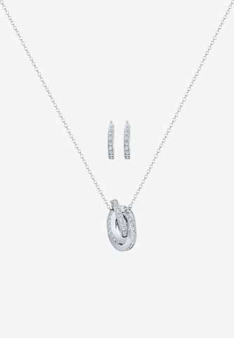 ELLI PREMIUM Schmuckset Knoten, Kreis, Kristall Kette, Kristall Ohrhänger in Silber