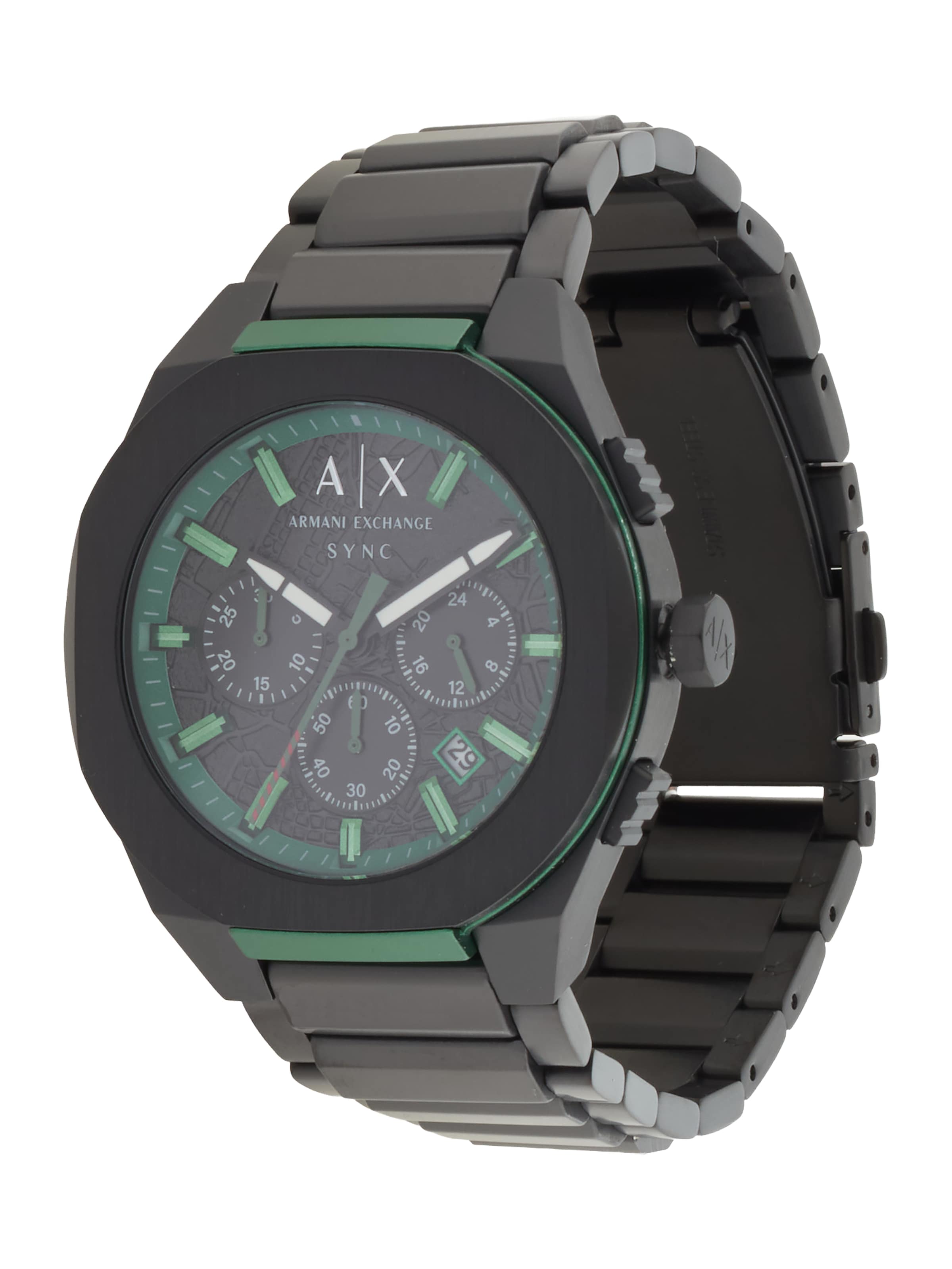 ARMANI EXCHANGE Analoginen kello 'SYNC' värissä musta: etupuoli