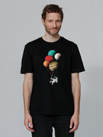 Watapparel Shirt 'Balloon Spaceman' in Black: front