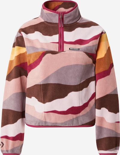 CONVERSE Pull-over 'COUNTER CLIMATE' en marron / jaune d'or / violet pastel / rose, Vue avec produit