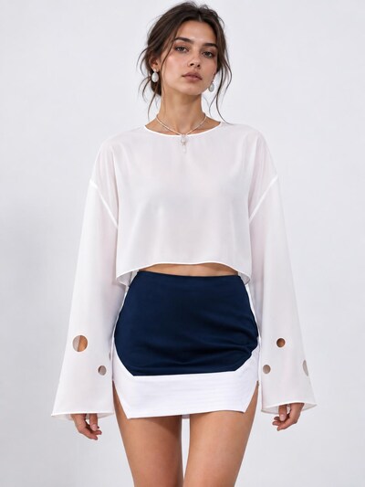 UVIA Blūze 'UVIA Blusa de seda con mangas acampanadas, blanca, L' pieejams L, krāsa - balts, Preces skats