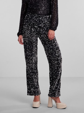 PIECES Wide leg Broek 'Kam' in Zwart: voorkant