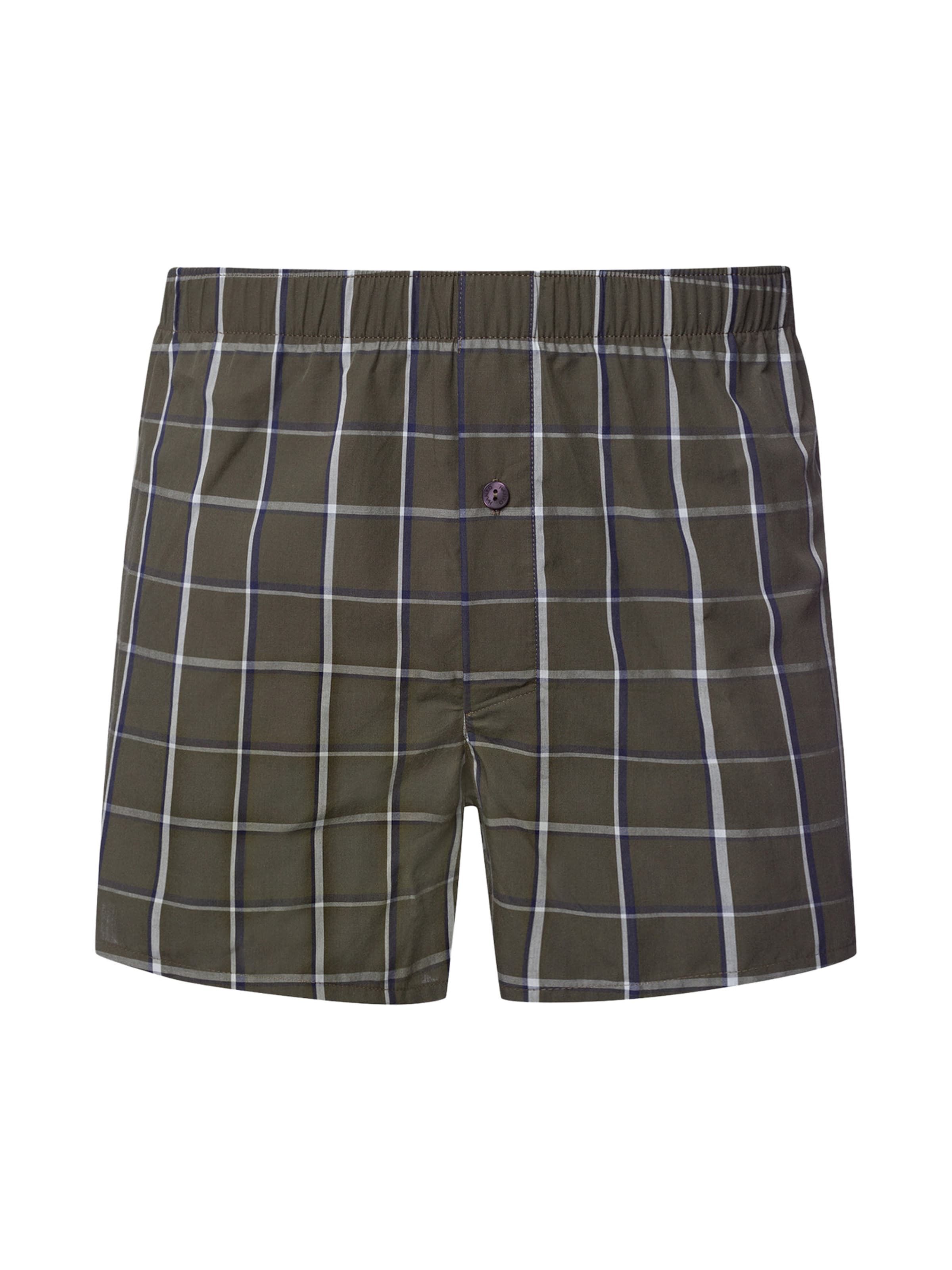 Hanro Boxershorts ' Fancy Woven ' in blau / khaki / weiß, Produktansicht
