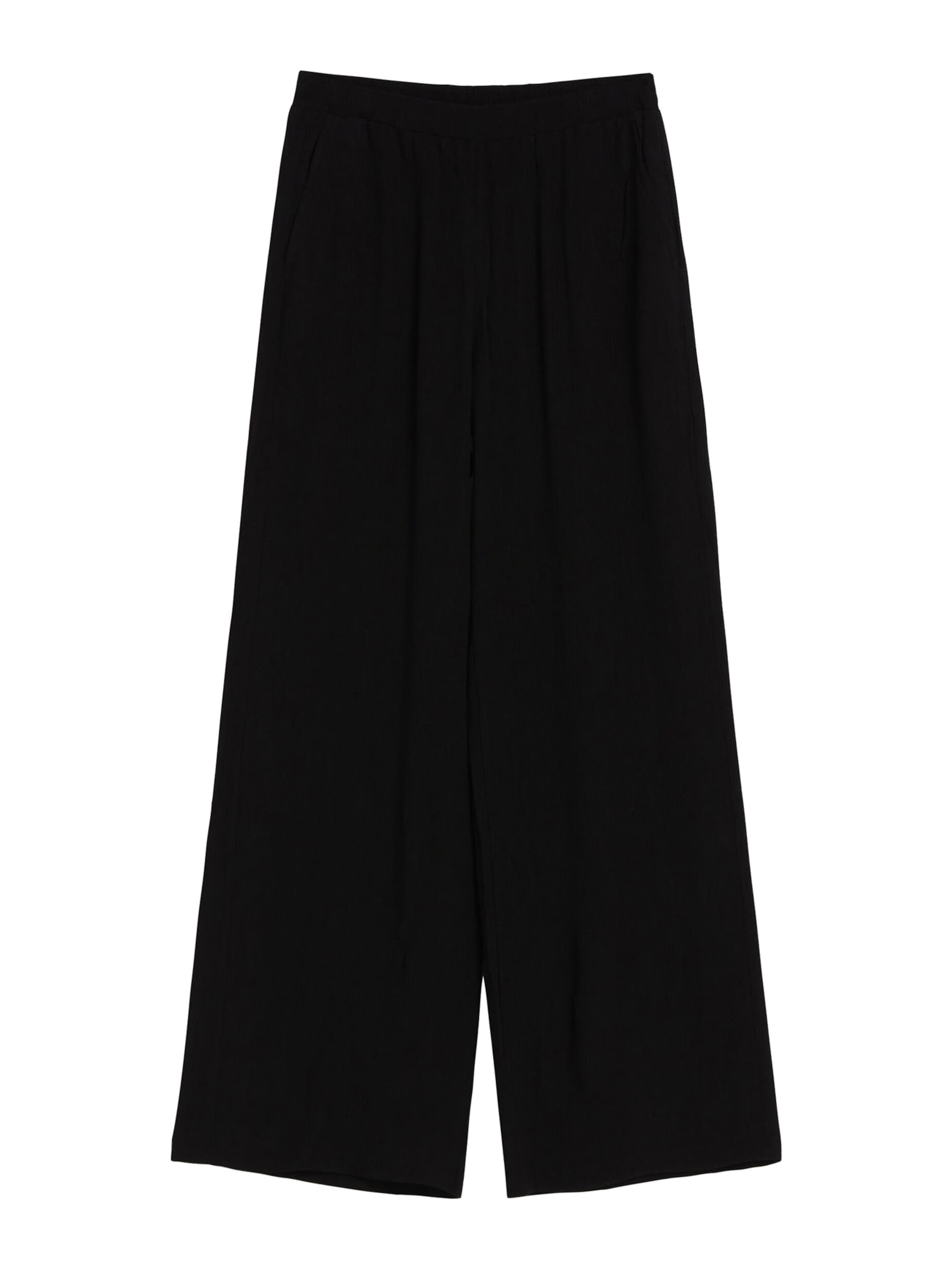 Bershka Široký strih Nohavice - Čierna: predná strana