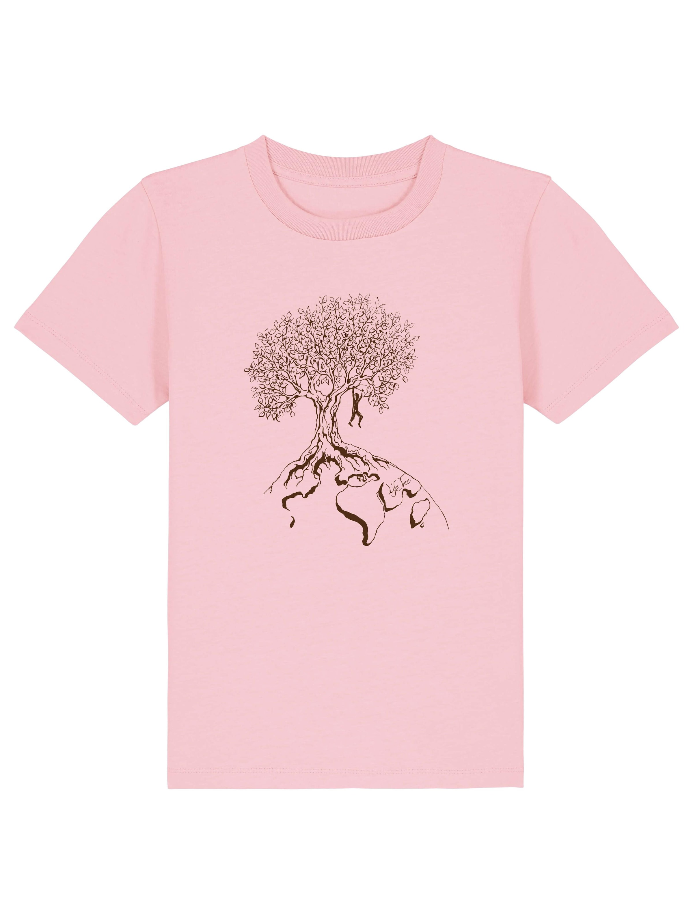 Life-Tree Shirt 'Organic Fairwear Shirt Kids Unisex Hanging On' in Pink: front