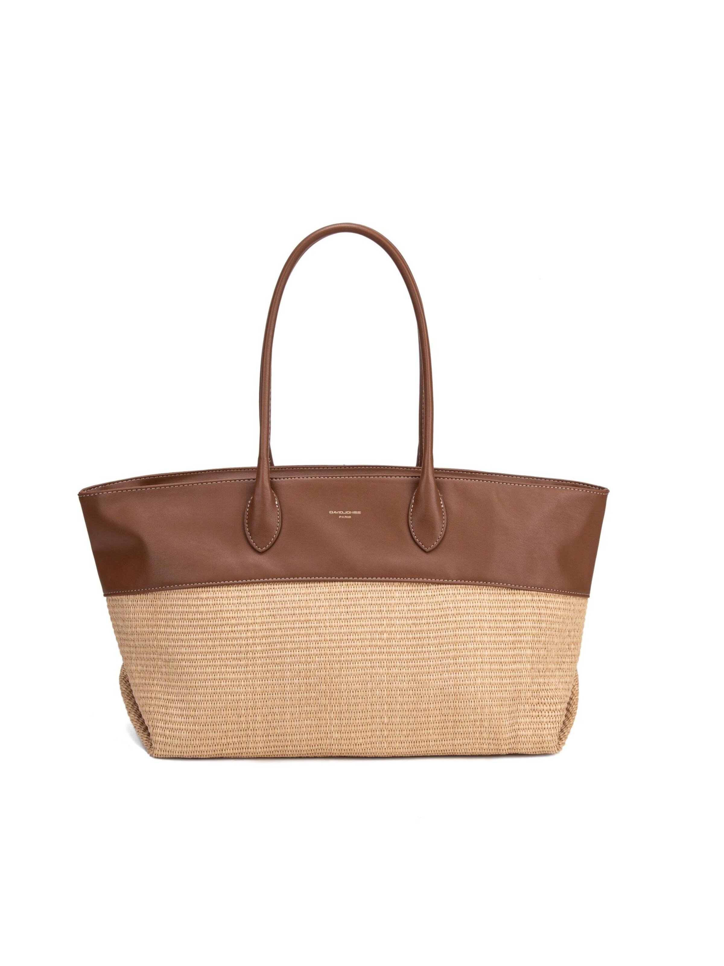 Borsa a spalla 'Borsa Shopper David Jones Bicolore Ecopelle e Tessuto Intrecciato' di David Jones in beige: frontale