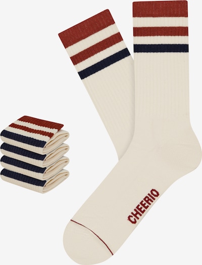 CHEERIO* Socken 'Retro Tennis Type 4P' in ecru / rot / schwarz, Produktansicht