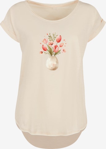 T-shirt 'Rosa Frühlingsblumenstrauß in Vase' F4NT4STIC en beige : devant