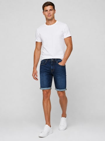 Boxeur des Rues - regular Vaquero 'Herren Jeansshorts Boxeur des Rues Palm Bay, Slim Fit, Dunkelblau, Goldene Nähte' en azul
