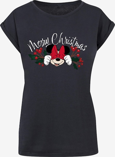 ABSOLUTE CULT T-shirt 'Minnie Mouse - Christmas Holly' en bleu nuit / rouge / noir / blanc, Vue avec produit