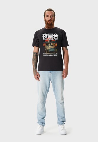 T-Shirt 'Asian Tokyo Street Food Graphic' Oldskull en noir