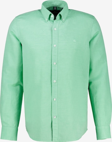 LERROS Regular Fit Herrenhemd aus Baumwoll-Leinen-Mix in Grün: Vorderseite